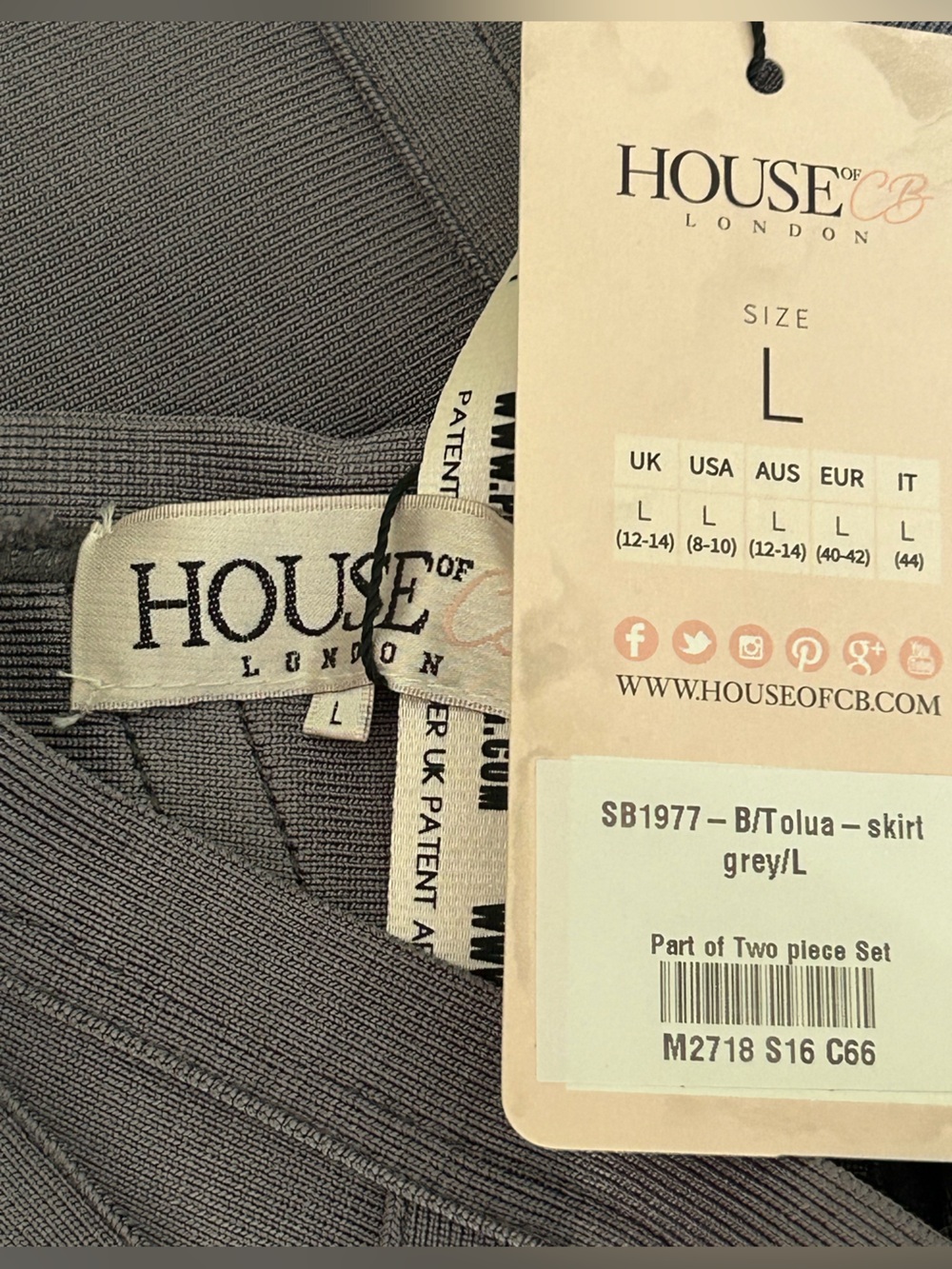 NWT House of CB Tolua Bandage Skirt and Bustier Set in Slate Grey. Women’s Large - Picture 11 of 13